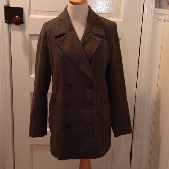 Old Navy gray medium 44% recycled wool pea coat - Picture 1 of 3